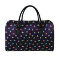 Pixel UFO Aliens Pattern Print Leather Duffel Bag