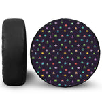 Pixel UFO Aliens Pattern Print Leather Spare Tire Cover