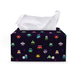 Pixel UFO Aliens Pattern Print Leather Tissue Box Cover