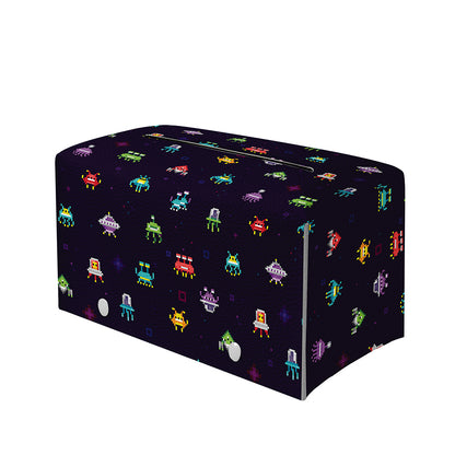 Pixel UFO Aliens Pattern Print Leather Tissue Box Cover