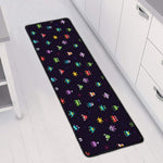 Pixel UFO Aliens Pattern Print Long Kitchen Mat
