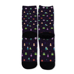 Pixel UFO Aliens Pattern Print Long Socks