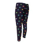 Pixel UFO Aliens Pattern Print Men's Compression Pants