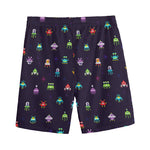 Pixel UFO Aliens Pattern Print Men's Sports Shorts