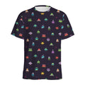 Pixel UFO Aliens Pattern Print Men's Athletic T-Shirt