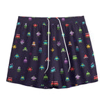 Pixel UFO Aliens Pattern Print Mesh Shorts