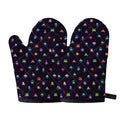 Pixel UFO Aliens Pattern Print Oven Mitts