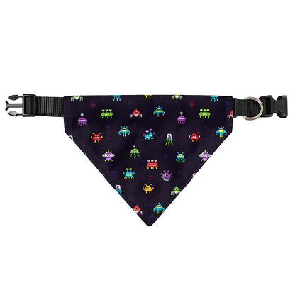 Pixel UFO Aliens Pattern Print Over The Collar Dog Bandana