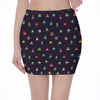 Pixel UFO Aliens Pattern Print Pencil Mini Skirt