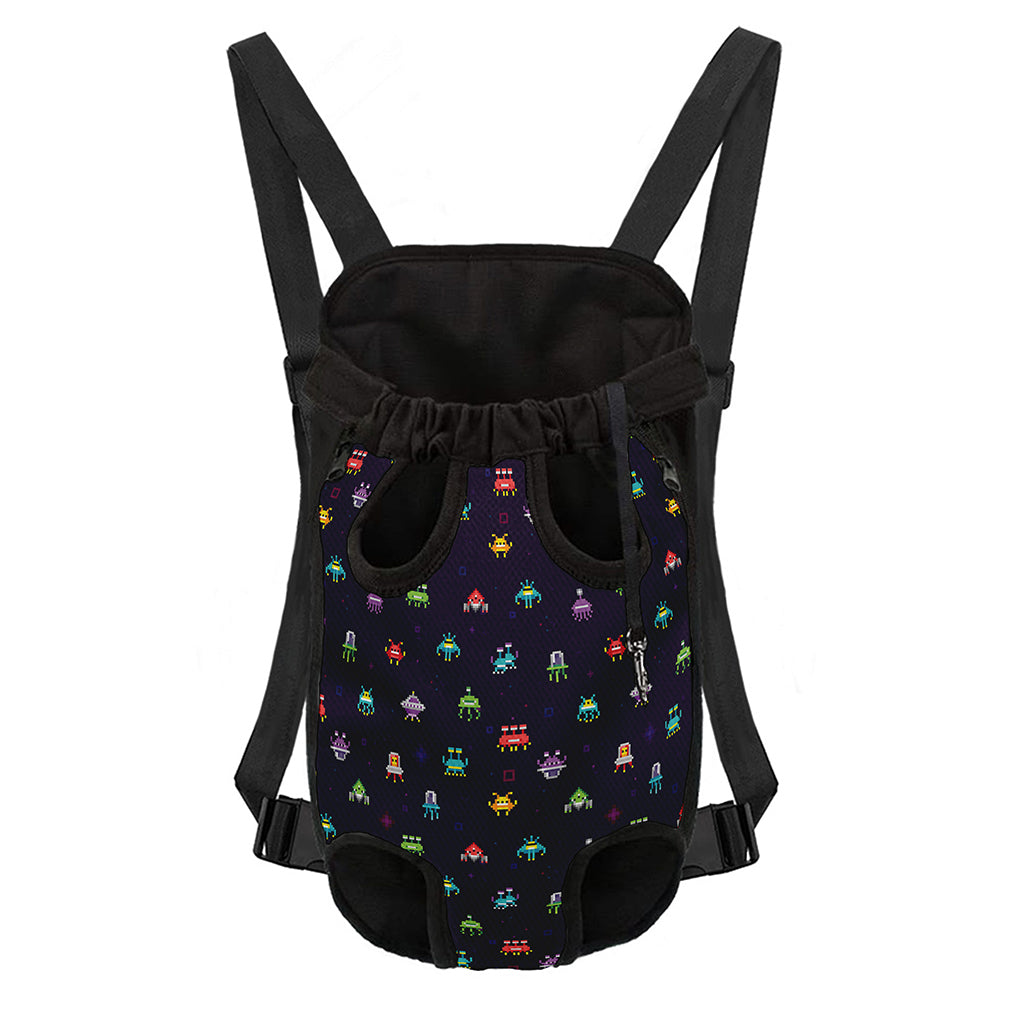 Pixel UFO Aliens Pattern Print Pet Carrier Backpack