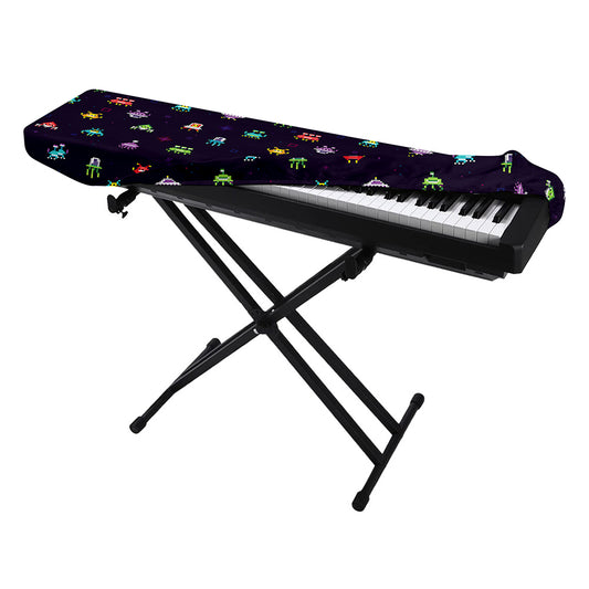 Pixel UFO Aliens Pattern Print Piano Keyboard Cover