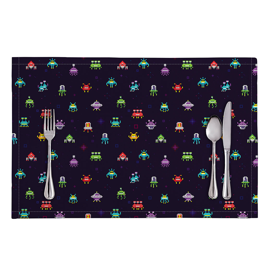 Pixel UFO Aliens Pattern Print Placemat