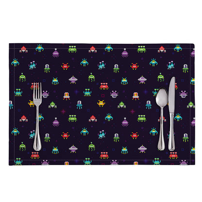 Pixel UFO Aliens Pattern Print Placemat