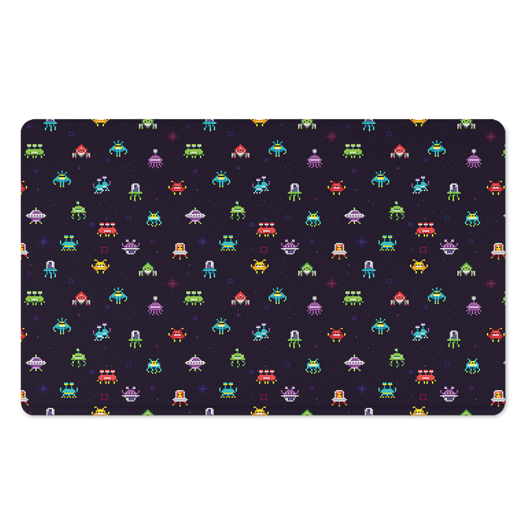 Pixel UFO Aliens Pattern Print Polyester Doormat