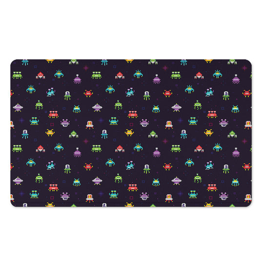 Pixel UFO Aliens Pattern Print Polyester Doormat