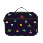 Pixel UFO Aliens Pattern Print Portable Lunch Bag