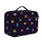 Pixel UFO Aliens Pattern Print Portable Lunch Bag