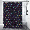 Pixel UFO Aliens Pattern Print Premium Shower Curtain