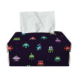 Pixel UFO Aliens Pattern Print Rectangle Tissue Box Cover