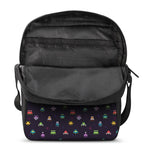 Pixel UFO Aliens Pattern Print Rectangular Crossbody Bag