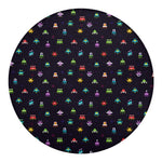 Pixel UFO Aliens Pattern Print Round Blanket