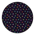 Pixel UFO Aliens Pattern Print Round Floor Mat