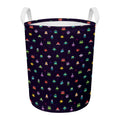 Pixel UFO Aliens Pattern Print Round Laundry Basket