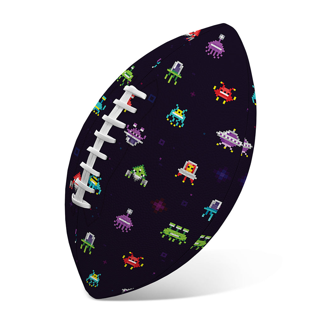 Pixel UFO Aliens Pattern Print Rugby Ball
