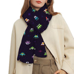 Pixel UFO Aliens Pattern Print Scarf