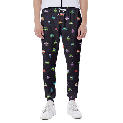 Pixel UFO Aliens Pattern Print Scuba Joggers