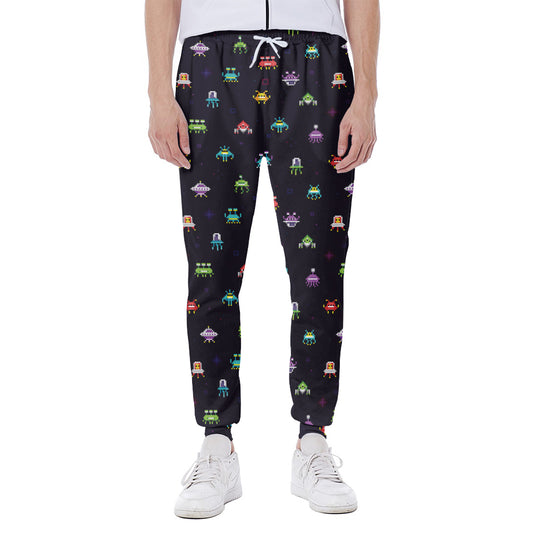 Pixel UFO Aliens Pattern Print Scuba Joggers