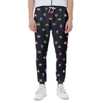 Pixel UFO Aliens Pattern Print Scuba Joggers