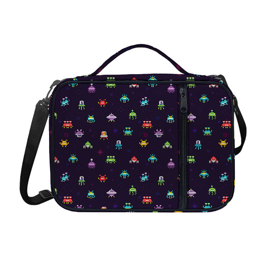 Pixel UFO Aliens Pattern Print Shoulder Strap Bible Bag