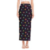 Pixel UFO Aliens Pattern Print Side Slit Maxi Skirt