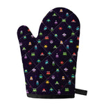 Pixel UFO Aliens Pattern Print Single Oven Mitt