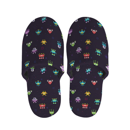 Pixel UFO Aliens Pattern Print Slippers