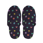 Pixel UFO Aliens Pattern Print Slippers