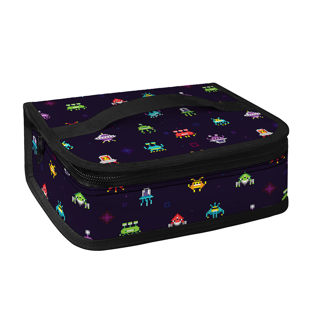 Pixel UFO Aliens Pattern Print Small Lunch Bag