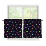 Pixel UFO Aliens Pattern Print Tier Curtains