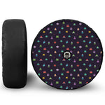 Pixel UFO Aliens Pattern Print Tire Cover With Camera Hole