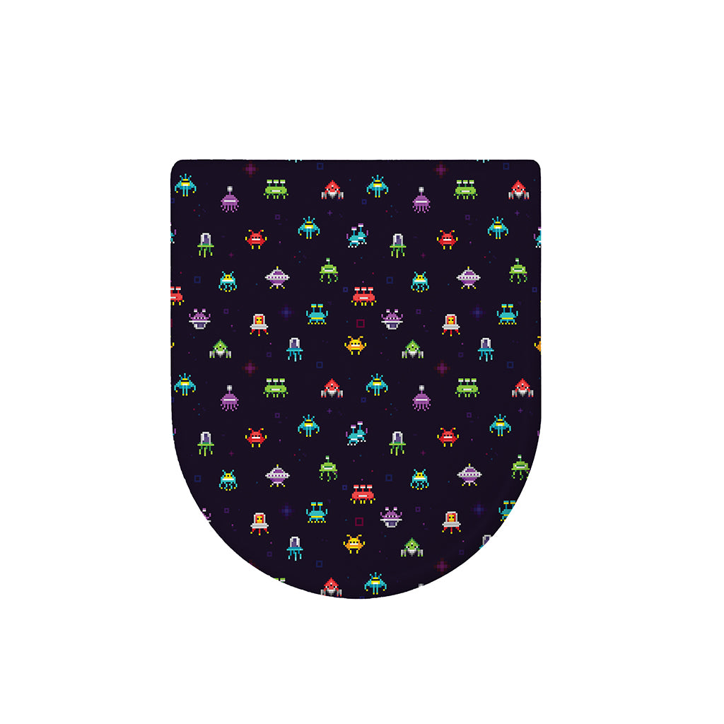 Pixel UFO Aliens Pattern Print Toilet Lid Cover
