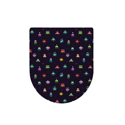 Pixel UFO Aliens Pattern Print Toilet Lid Cover