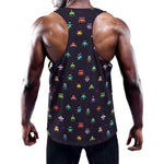 Pixel UFO Aliens Pattern Print Training Tank Top