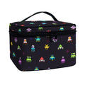 Pixel UFO Aliens Pattern Print Travel Makeup Bag