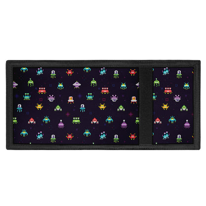 Pixel UFO Aliens Pattern Print Trifold Wallet
