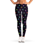 Pixel UFO Aliens Pattern Print Women's Leggings
