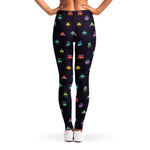 Pixel UFO Aliens Pattern Print Women's Leggings