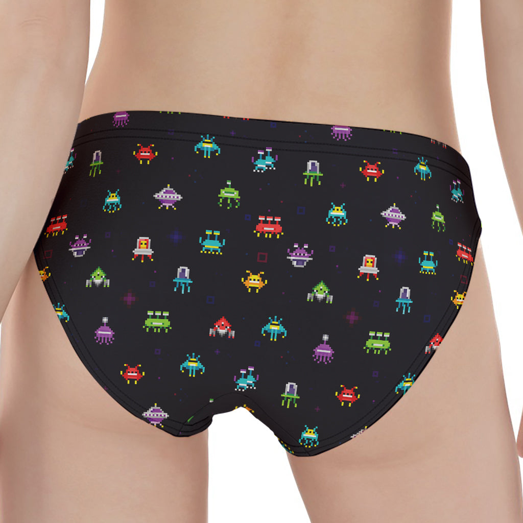 Pixel UFO Aliens Pattern Print Women's Panties