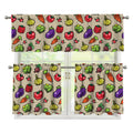 Pixel Vegetables Pattern Print 3 Piece Kitchen Curtains