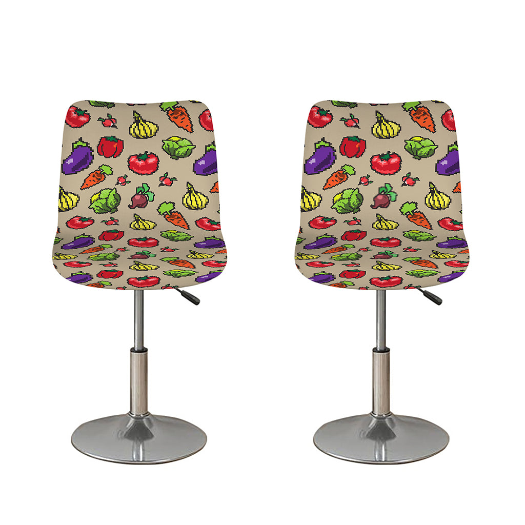 Pixel Vegetables Pattern Print Bar Stool Covers